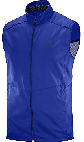 Salomon Herren Windweste, AGILE WIND VEST, Synthetik-Mischgewebe, Blau, Größe: M, L40112400