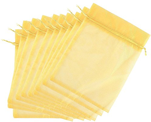 ALPHA DIMA 100 Stück 10cm x15cm Organzabeutel Schmuckbeutel Organzasäckchen Geschenk Organza Hochzeit Säckchen Fest Party Beutel(Gelb)