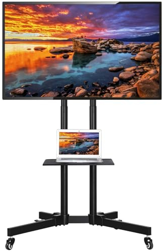Yaheetech Soporte TV Ruedas Suelo Mueble para Television de 32-65 Pulgadas | Altura Ajustable Inclinación de 13° con Estante para Medios hasta 50Kg Máx VESA 600x400mm para LCD/LED/Plasma/Pantalla Plana