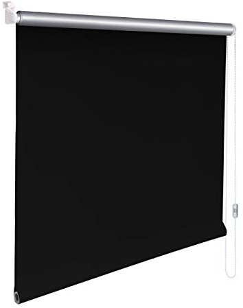 Sonnenschutz-HH® - Mini Thermo Verdunkelungsrollo Thermorollo Minirollo Rollo KLEMMFIX Seitenzugrollo Kettenzugrollo inkl. Klemmträger ohne Bohren - Außenmaß Breite 130 x 140 cm Höhe - schwarz