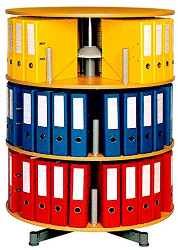 BRB Ordner-Drehsäule mit 3 Etagen, Buche, Höhe 1230 mm, Ø 810 mm, für 60 breite DIN-Ordner, komplett drehbar
