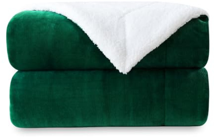 SOCHOW Wohndecke Kuscheldecke aus Sherpa Fleece Grün, 220 x 240cm | Doppelseitig Superweiche Luxuriöse für Couch und Bett
