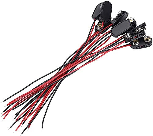 GDQLCNXB - Conector de batería tipo I de 9 V, clip de batería de 9 voltios, conector de clip de batería de 9 V con cable y carcasa de plástico con hebilla dura