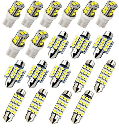 Juanya 20PCS Ampoules LED Intérieures de Voiture T10 Lumières Blanches 12V 6000K-8000K Lampes pour Éclairage Intérieur Dôme Feux de Plaque d'immatriculation