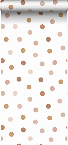 papier peint à motif de petits points terracotta et blanc 53 cm x 10.05 m - ESTAhome