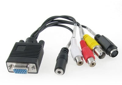 Ruilogod PC Laptop Female VGA VGA a hembra S-Video BNC 3 Interfaz-AV adaptador de audio TV Cable