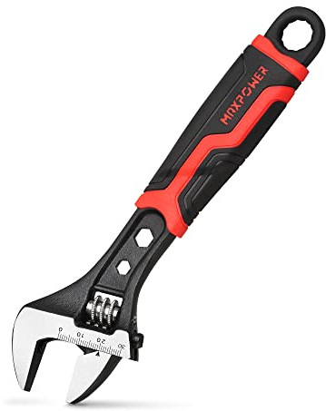 MAXPOWER Schraubenschlüssel Verstellbar, Adjustable Wrench Einmaulschlüssel Rollgabelschlüssel aus legierter Stahl mit Gummigriff, Länge: 205 mm （max. 30 mm Maulweite）