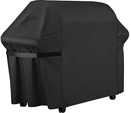 Grillabdeckung Wetterfest, Grill Abdeckung UV-Beständig 600D Oxford-Stoff Schwerlast Reißfest BBQ Gasgrill Abdeckung für Weber, Brinkmann, Char Broil Outback & mehr Universell (147x61x122cm) Schwarz