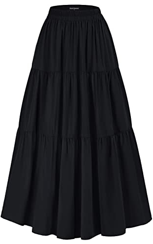 Scarlet DARKNESS Maxi långa kjolar för kvinnor, Svart, XL