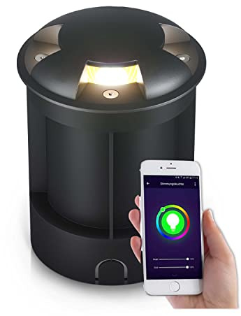 lambado® Bodeneinbaustrahler aussen mit RGB Farbwechsel per App, Alexa & Google - Bodenstrahler außen mit blendfreiem & indirektem Lichtaustritt