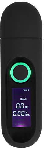dsheng Etilometro per Alcol, Tester per Alcol con Ricarica USB Display LCD 3 Colori Piccolo Materiale ABS Compatto Test Senza Contatto per Uso Professionale per Uso Individuale (Nero)