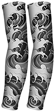 Mangas de Tatuaje Falsas Patrón de Protección Solar Transpirable Evitar Resbalones Mangas de Brazo de Tatuaje Manga de Brazo de Compresión de Enfriamiento Elegante