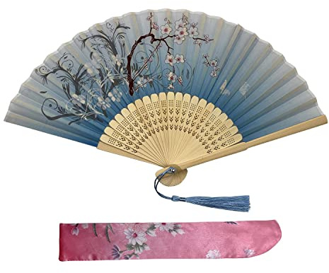 Kibon Faltbare Fächer, Handfächer, Bambusfächer mit Quaste für Geburtstagsgeschenke, Tanzen, Cosplay, Hochzeit, Party, Requisiten-Dekoration