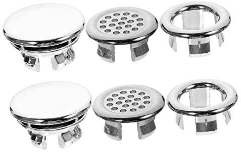 Housoutil Sink Overflow Ring Replacement 6 Pack Bath Sink Overflow Cover Universal Decorative Wash Basin Accessory Easy Install for Bathroom Vanity