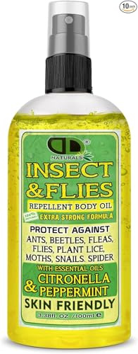 DD Teck Mosquito Repellent, Insect Repellent, Fly & Tick Repellent Body Oil with Citronella & Peppermint Essential Oils for All Body Types DEET-Free. Safe for Women & Kids. Travel Size (100ml Spray)