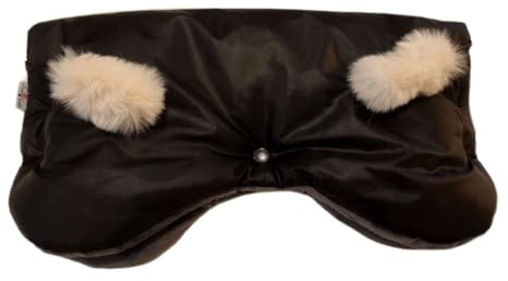 Kinderwagen Handwärmer, Kinderwagen Handschuhe Handmuff mit Fleece Innenseite,Kinderwagenmuff atmungsaktiv wasserfest winddicht, Universalgröße für Kinderwagen Buggy, Radanhänger(Schwarz - beige)