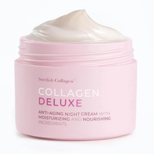 Swedish Collagen Retinol-Nachtcreme, 50 ml | Anti-Falten & feuchtigkeitsspendend mit Niacinamid, Vitamin E, Bio-Aloe Vera & Sheabutter