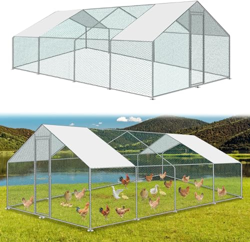 Jopassy Freilaufgehege Hühnerstall 3x8x2m, Außengehege Verzinkter Stahl Kleintierstall, Geflügelstall mit Schloss, Freigehege für Hühnerkäfig, Kleintiere Vogelkäfig und Haustierkäfig