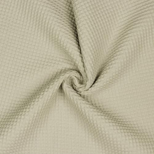 VmG-Store 1m Waffelpique 100% Baumwolle Oeko-Tex KEINE Meterware über 40 Farben zur Auswahl Waffel Stoff (008 I Beige)