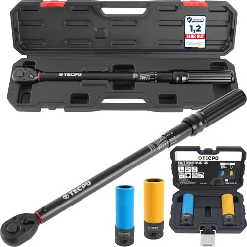 TECPO Clé dynamométrique 20-200 Nm + jeu de clés à douille 1/2 SW 17-19 mm
