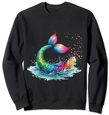 Meerjungfrau Ocean Splash Regenbogen Schwanz Meer Meerjungfrauen Flosse Sweatshirt