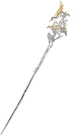 Haarschmuck, Vintage-Haarstäbchen, Perlen-Haarnadel, S925-Silber, chinesische Haarstäbchen, verzierte Lovebirds, Pflaumen-Twist-Haarstäbchen for Dutts, Haarknoten, vergoldeter Schmuck for Männer, Frau