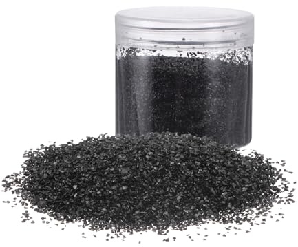 sourcing map Zerkleinerte Glassplitter, 1–3 mm, glänzend, galvanisiert, unregelmäßig, zerbrochenes Glas, für Bastelarbeiten, DIY, Kunstharz, Kunst, Dekoration, Vasenfüller, Schwarz, 200 g