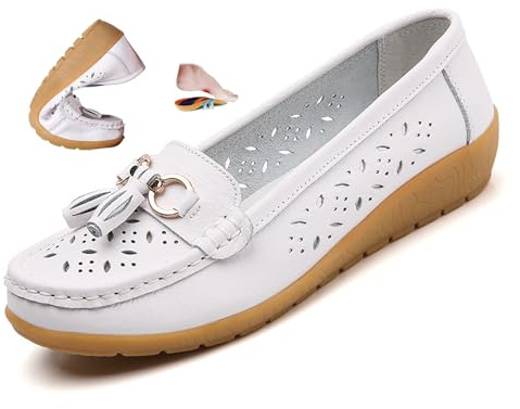 Mocassins orthopédiques pour femme en cuir respirant, mocassins d'été à enfiler confortables pour le travail, la marche