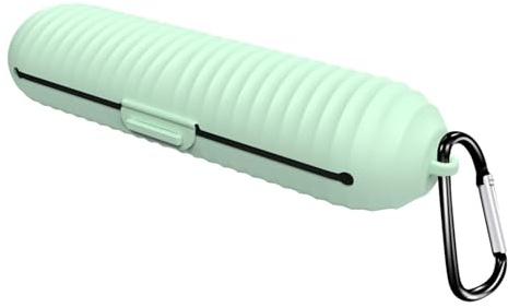 Supporto da viaggio per pennelli da trucco,Supporto per pennelli da trucco da viaggio,Borsa da trucco portatile da viaggio - Supporto da viaggio per pennelli da trucco con moschettone, estu, verde