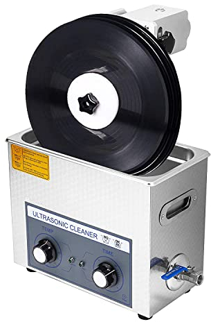 Pulitore ad ultrasuoni per Dischi in Vinile da 6 Litri, 4 Pezzi Una Volta, Pulizia LP Fronte-Retro con Rotazione Automatica, temporizzazione 0~30 Minuti, Sistema di Pulizia per Dischi in Vinile per