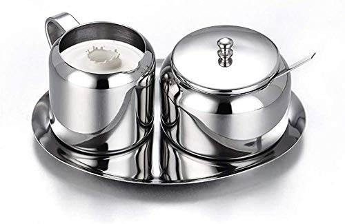 BZVCRTYKL Juego de Leche y azúcar, azucarero de Acero Inoxidable, azucarero pequeño con Cuchara for el hogar, Cocina, Hotel y cafeterías/567