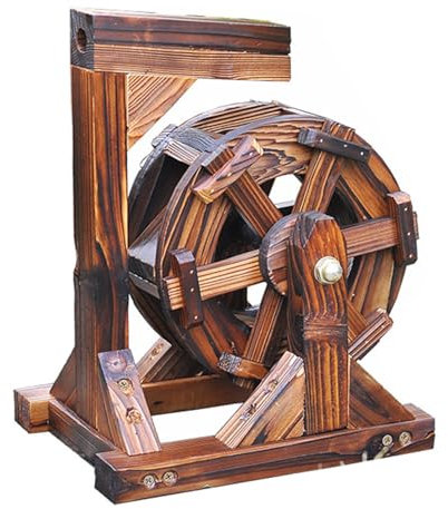 JTWWDM Fuente Rueda Agua para Exteriores, Cascadas Decoración Fuente Agua Madera para Jardín, Fuente Ruedas Feng Shui Decorativa para Patio con Bomba Agua Soporte,50cm