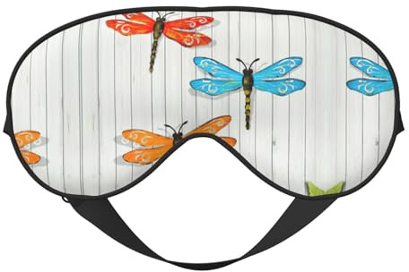 Schlafmaske mit Libellenzaun-Druck, Nacht-Augenbinde, weicher Augenschutz für Damen und Herren, für Reisen, Nickerchen, Meditation