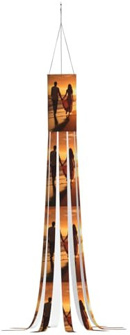 jingong Halloween-Windsack mit Sonnenuntergang-Ansicht, Strand-Druck, saisonaler Windsack, perfekt für Halloween-Dekoration