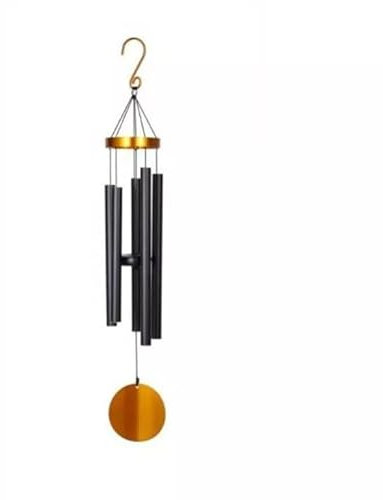 XXL - Windspiel Klangspiel Klang Deko Garten Balkon Feng Shui 92 cm Schwarz Gold