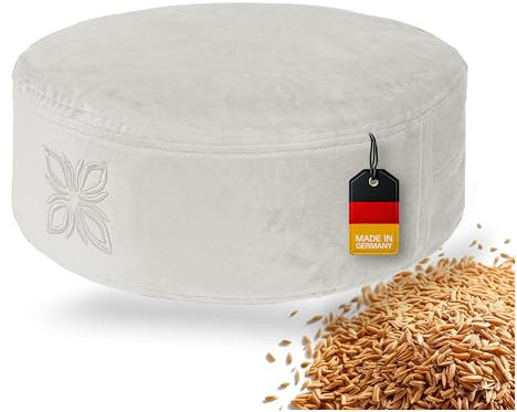 OMNANA® Cushy™ Meditationskissen rund – Sitzkissen 10cm/15cm/20cm hoch – Velvet Yogakissen mit Dinkelfüllung – Samt Bodenkissen, Kissen für Meditation & Entspannung – Made in Germany