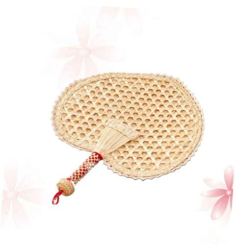 Alipis Elegant Handmade Knitted Fan Cattail Leaf Summer Accessory Handheld Mist Fan for Beach