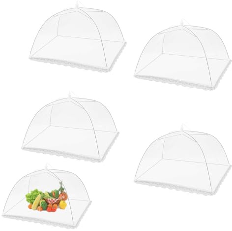 4 Stück Faltbare Abdeckhaube Lebensmittel,Abdeckhauben,Abdeckung Zelt Obsthaube Kuchenabdeckung Fliegen-Schutz,Fliegenhaube,GemüSeschutzhülle,Obstnetz Cover,für Essen Grill Partys Buffets Camping