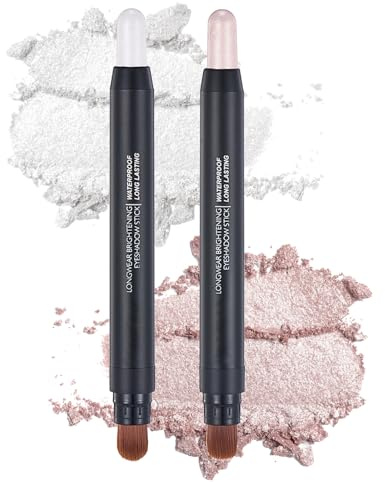 Lidschatten Stift 2 PCS,Lidschatten Stift Wasserfest 2-in-1,Wasserfeste,Perfekt Für Jeden Anlass,Smokey Eyes, Shimmer, Lang Anhaltend