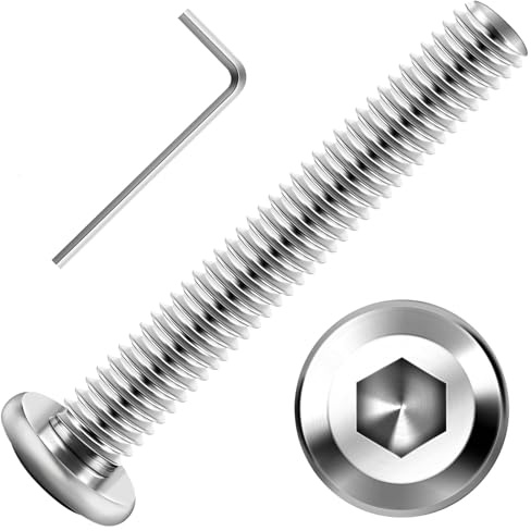 Zuyya 20 Stück Flachkopfschrauben M6 x 45 mm, M6 Schrauben | Edelstahlschrauben, Innensechskant Antrieb, Edelstahl A2 V2A, Vollgewinde mit Innensechskantschlüssel