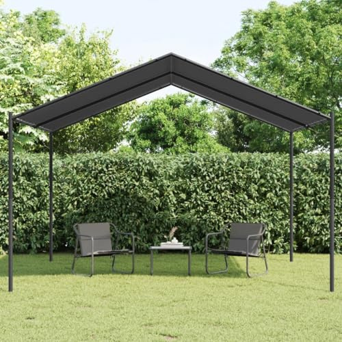 Qnhdfrt Gartenpavillon Anthrazit 4x4 m Stahl und Stoff wasserdicht und UV-beständig für Garten Camping und Outdoor-Events