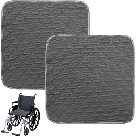 2 Stück Waschbare Inkontinenz Stuhlauflage: 50x50cm wasserdichte Inkontinenz Sitzauflage, Rutschfester Inkontinenzunterlage für Sessel, Liegestühle, Sofa, Autositze - Grau
