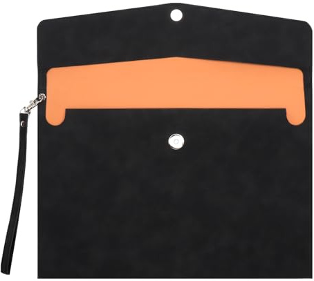 Carpeta para documentos A4 de piel sintética con asa, resistente al agua, con compartimentos y extensión, organizador de archivos, organizador para papel, papelería y tablet, color negro