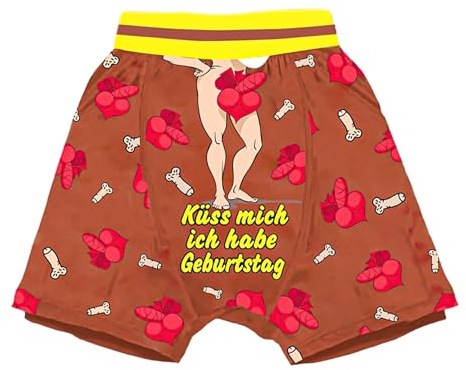 Tiwoca Calzoncillos tipo bóxer con frase atrevida – Regalos divertidos para hombres, regalo de cumpleaños hombre, colegas, marrón, Talla única