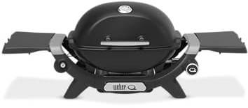 Weber Q 1200N Gas Barbecue with Side Tables | Compact Gas BBQ, Porcelain-Enamelled Cast Iron Grates, Thermometer, High-Efficiency Burner, 1290cm² Cooking Surface