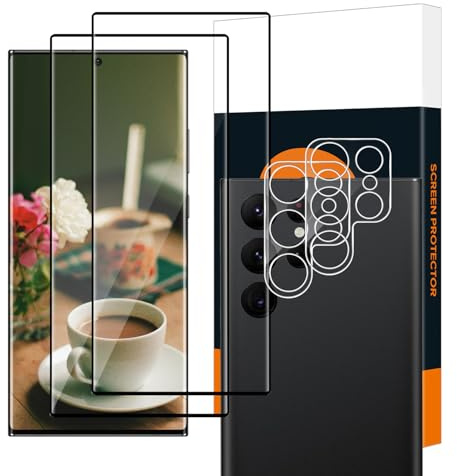 Carantee 2+2 Stück Schutzfolie für Panzerglas für Samsung Galaxy S24 Ultra 5G, Kameraschutz, 3D Volle Abdeckung, 9H Härte Schutzglas, Anti-Öl, HD-Klar Samsung S24 Ultra Displayschutzfolie