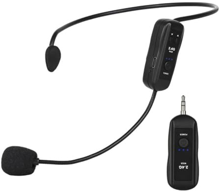 Tacdas Microfono Trasmettitore Wireless Lavalier da Testa 2.4G per Amplificatore, Altoparlante Vocale, Guida Didattica