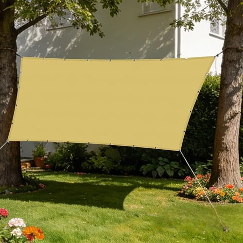 Vela Ombreggiante Impermeabile 6 x 6 m Resistente Alle Intemperie Vela Ombreggiante Idrorepellente Senza Foratura per Serrabalconecortiletetto, Giallo sabbia