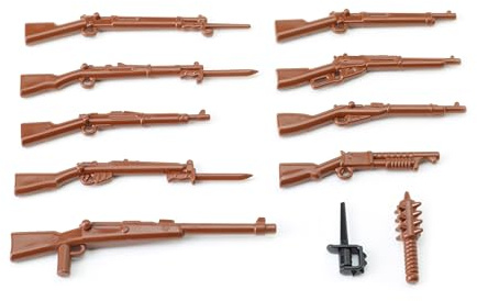 BricksStuff BrickArms WW1 Waffenset – 11-teiliges Waffen-Set inspiriert vom Ersten Weltkrieg – Hochwertige Custom Gewehre & Nahkampfwaffen, kompatibel mit Klemmbaustein Figuren