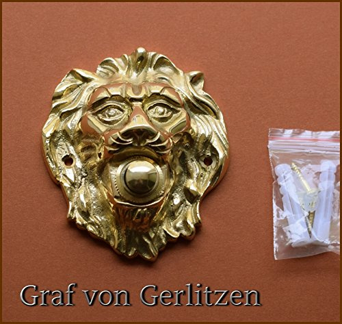Graf von Gerlitzen Antik Messing Tür Klingel 1 Türklingel Klingelschild Klingelplatte Löwe K70P-GE